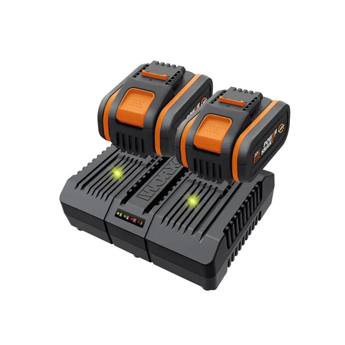 WA3611 شاحن بطاريات مزدوج مع بطاريتين WORX 4Ah ## 