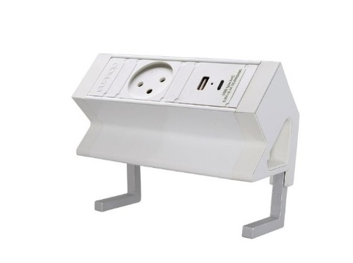 ET-21C علبة مكتب 1 ابريز و شاحن USB A+C ابيض eufficio  ## 