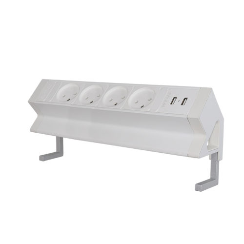 ET-54C علبة مكتب 4 اباريز و شاحن USB A+C ابيض eufficio  ## 