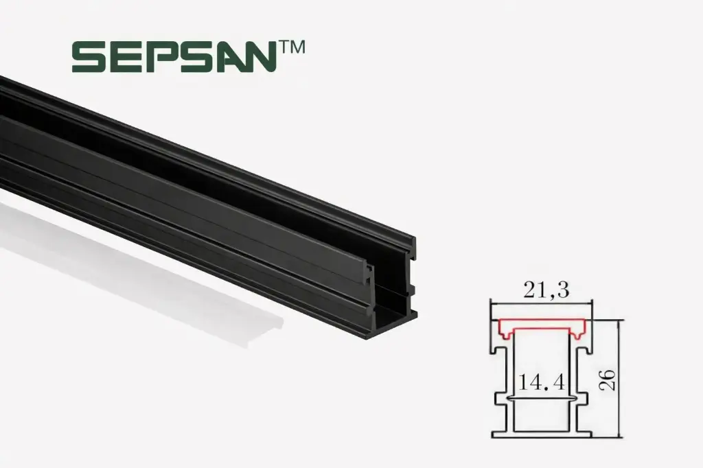 3626211 بروفيل المنيوم ارضي اسود 26*21 SEPSAN ##