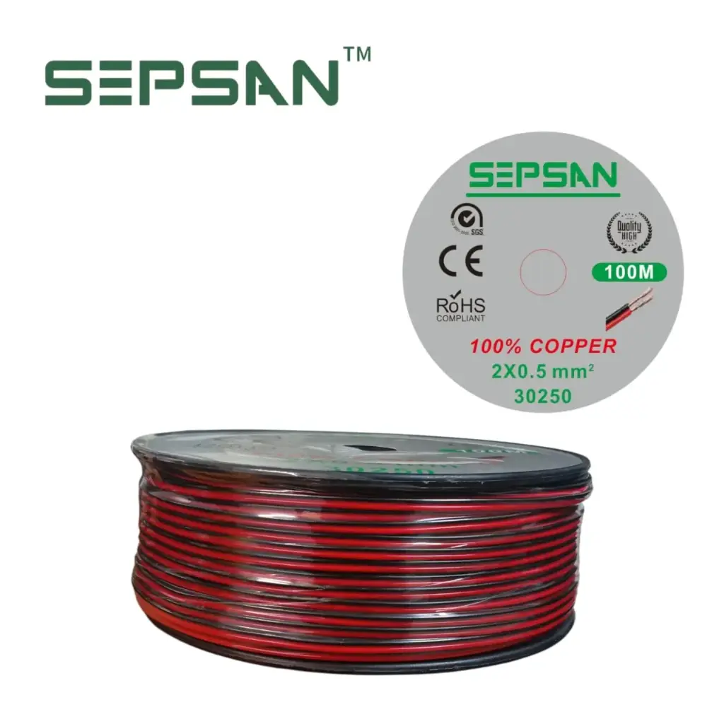 30250سلك سماعات نحاس احمر+اسود 2*0.50 ملم SEPSAN##