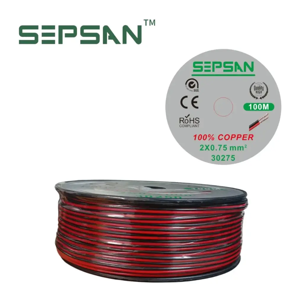 30275سلك سماعات نحاس احمر+اسود 2*0.75 ملم SEPSAN##
