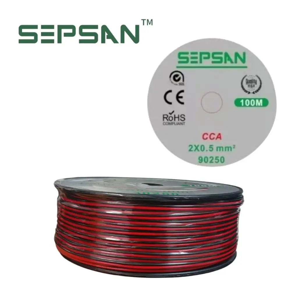 90250 سلك سماعات احمر+اسود 2*0.5 ملم SEPSAN ##
