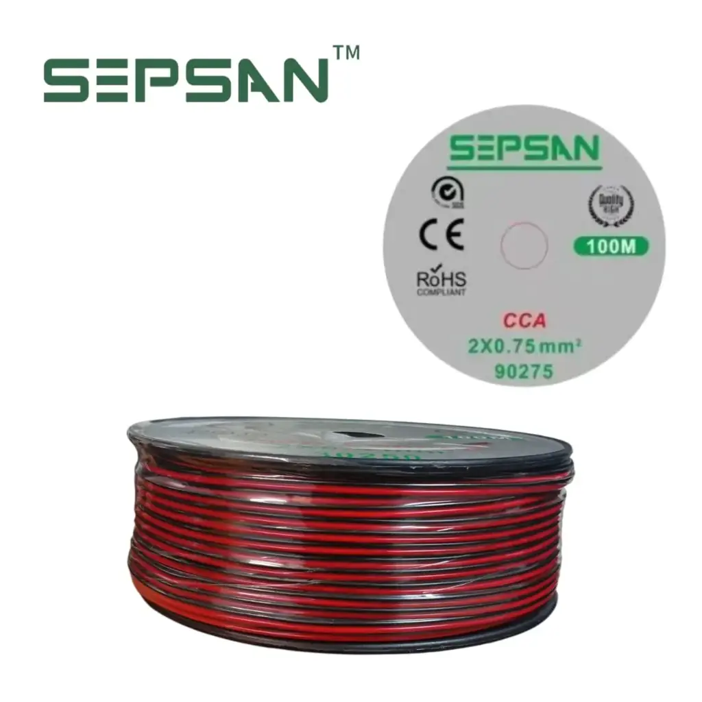 90275 سلك سماعات احمر+اسود 2*0.75 ملم SEPSAN ##
