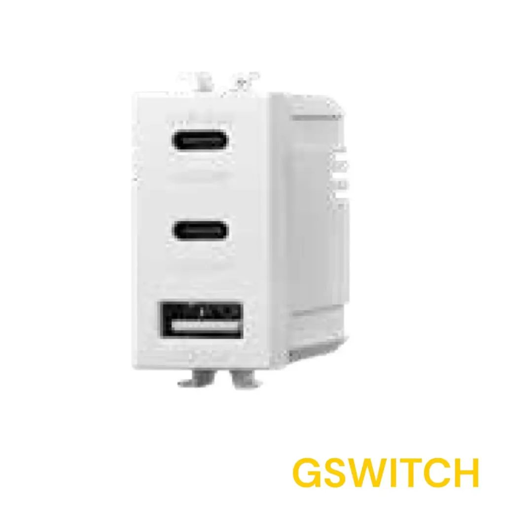 417005 ابريز محولUSB+TYPE C   ابيض جولدن GSWITCH