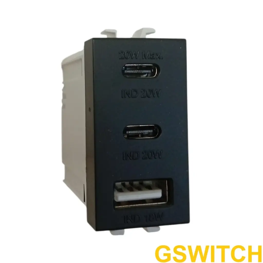417075 ابريز محولUSB+TYPE C اسود مط جولدن GSWITCH