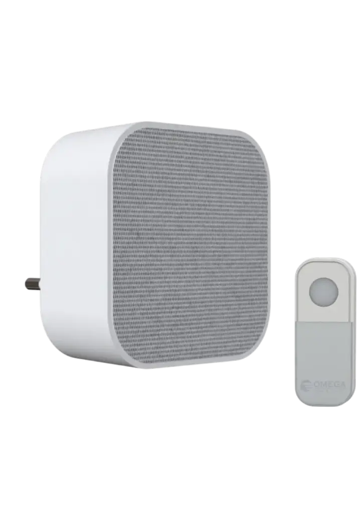 OM-SPEAKER147-AC-WHجرس لاسلكي مع فيش ابيض ديكور##