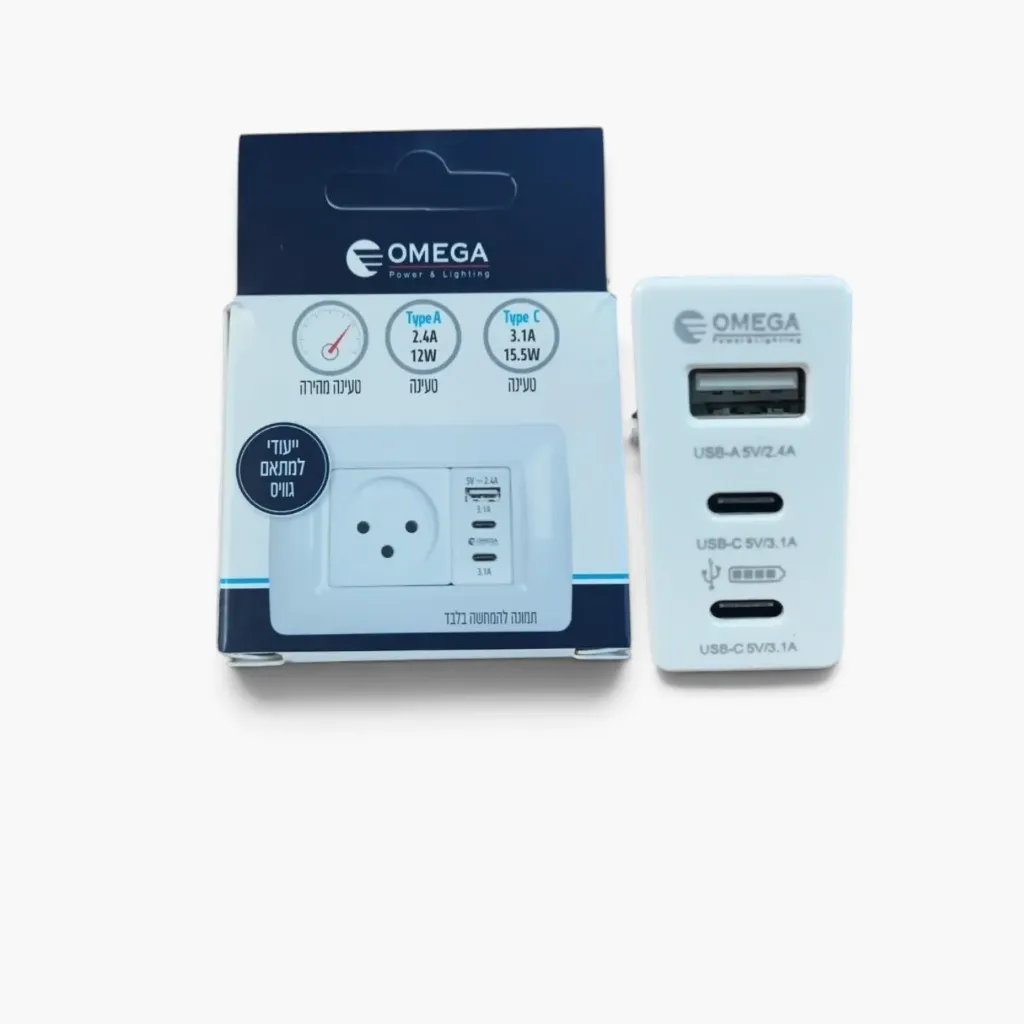 GW1-2C1A-15W ابريز محول اوميجا USB + 2T/C جيفس ##