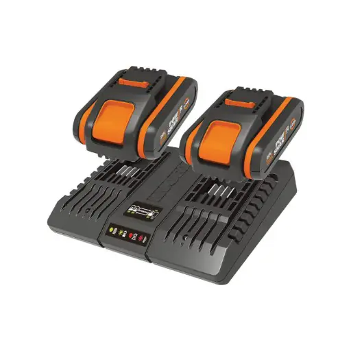 [00329459] WA3610 شاحن بطاريات مزدوج مع بطاريتين WORX 20V 2Ah ## 