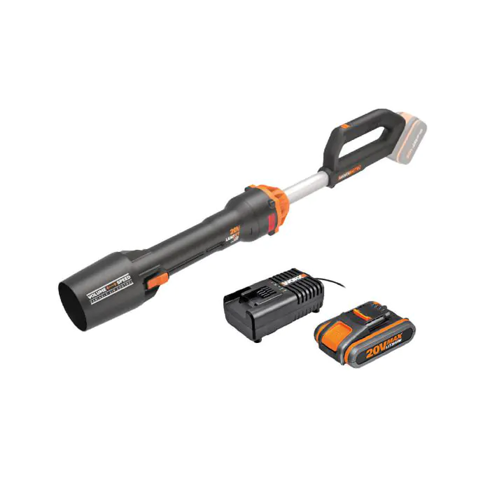 [0H/WG100] H/WG100 منفاخ شحن تيربو مع شاحن و بطارية WORX 20V 2Ah ## 