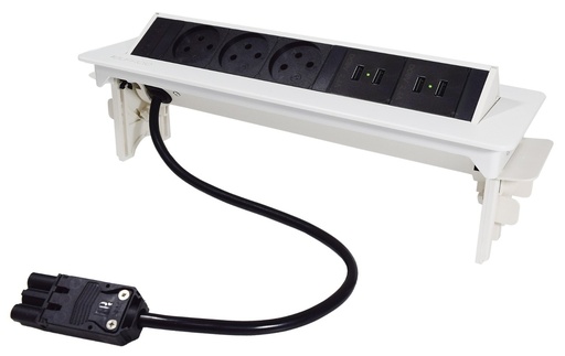 [00256751] IL-53C2 علبة مكتب 3 اباريز و 2 شاحن USB 2.4A ابيض eufficio Innera Leisure ## 