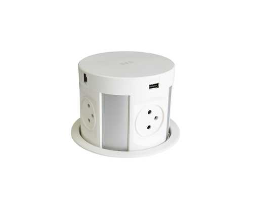 [259479 ] ICL-QI علبة مكتب 4 اباريز وشاحن لاسلكي مع 3 مداخل USB + HDMI + CAT 6 ابيض eufficio Innera Climb Qi ## 