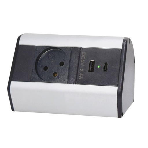[589860 ] EV-21C علبة مكتب 1 ابريز وشاحن USB A+C ابيض eufficio Exterio Vital ## 