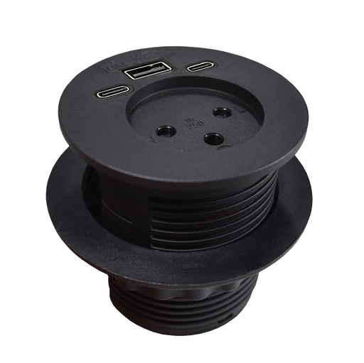 [573854 ] IB-1C2 علبة مكتب 1 ابريز و شاحن سريع USB A+2C اسود eufficio Innera Bit Charge-2 ## 