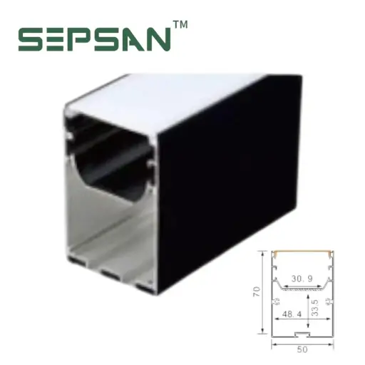 [03450701] 3450751 بروفيل المنيوم خارجي اسود 50*70 SEPSAN ##