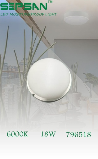[00796518] 796518جلوب لد 18W مدور ابيض SEPSAN 6000Kك((0))## 